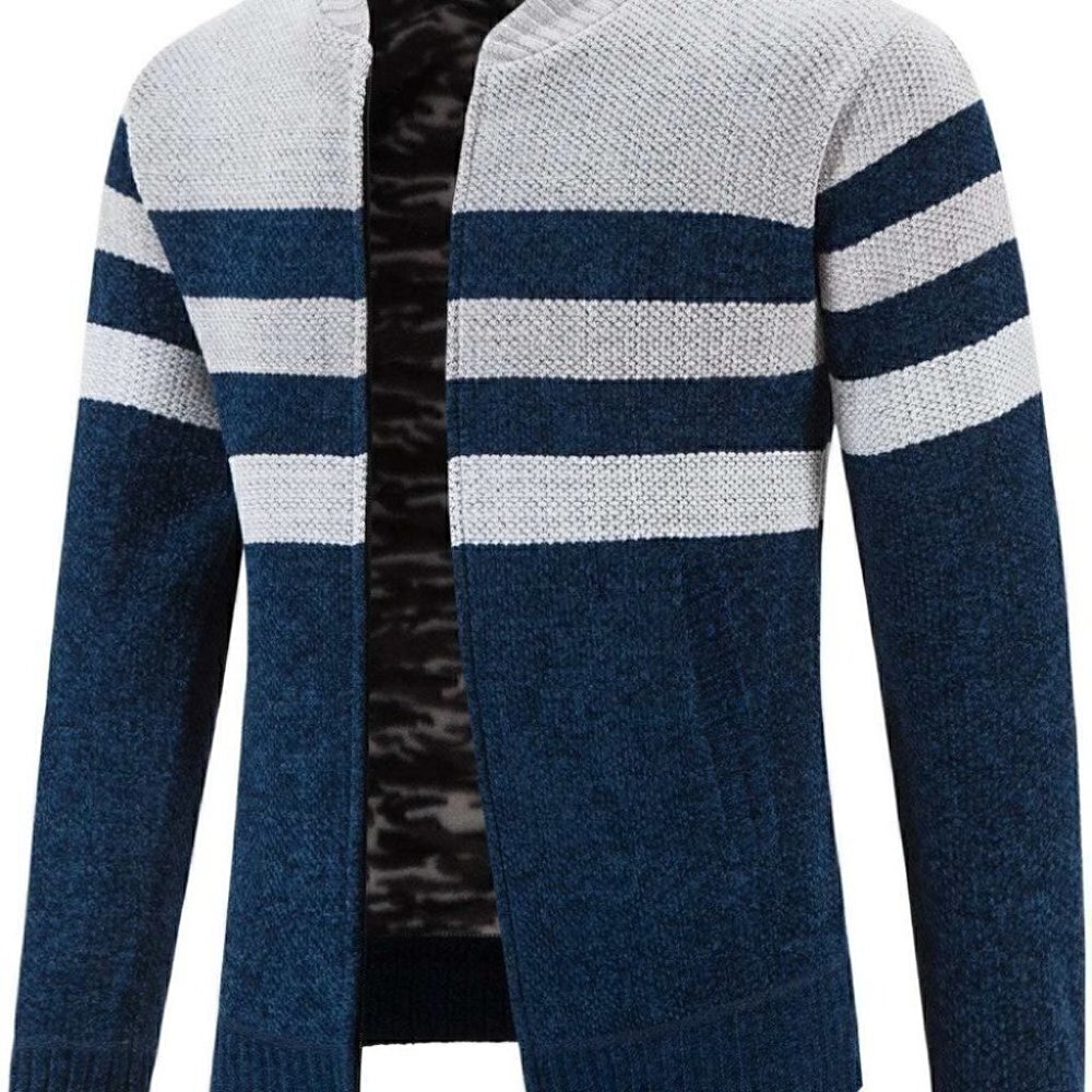 Blue and Grey Mens Cardigan - Picture 6 of 7